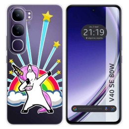 Funda Silicona Transparente para Vivo V40 SE 5G 80W diseño Unicornio Dibujos