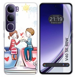 Funda Silicona para Vivo V40 SE 5G 80W diseño Café Dibujos