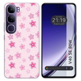 Funda Silicona para Vivo V40 SE 5G 80W diseño Flores Dibujos
