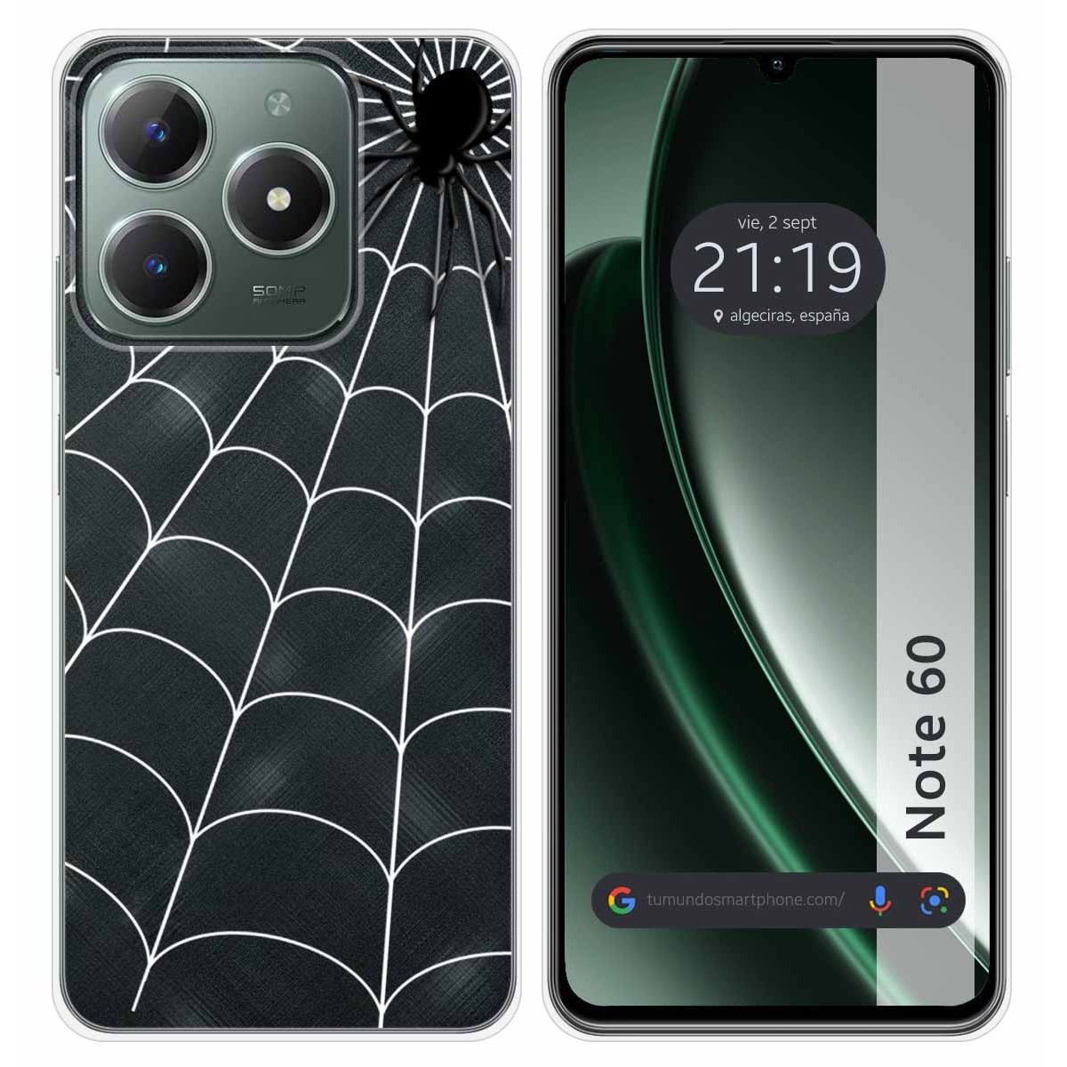 Funda Silicona Transparente para Realme Note 60 diseño Araña Dibujos