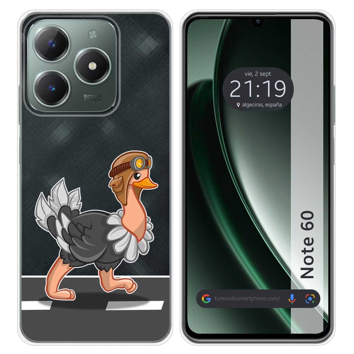 Funda Silicona Transparente para Realme Note 60 diseño Avestruz Dibujos