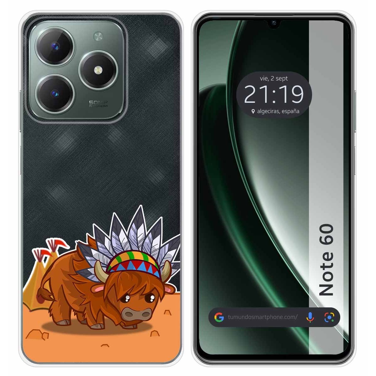 Funda Silicona Transparente para Realme Note 60 diseño Bufalo Dibujos