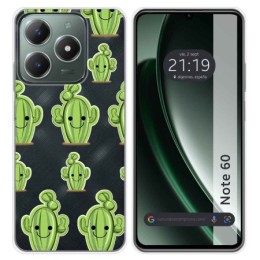 Funda Silicona Transparente para Realme Note 60 diseño Cactus Dibujos