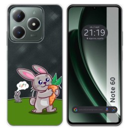 Funda Silicona Transparente para Realme Note 60 diseño Conejo Dibujos