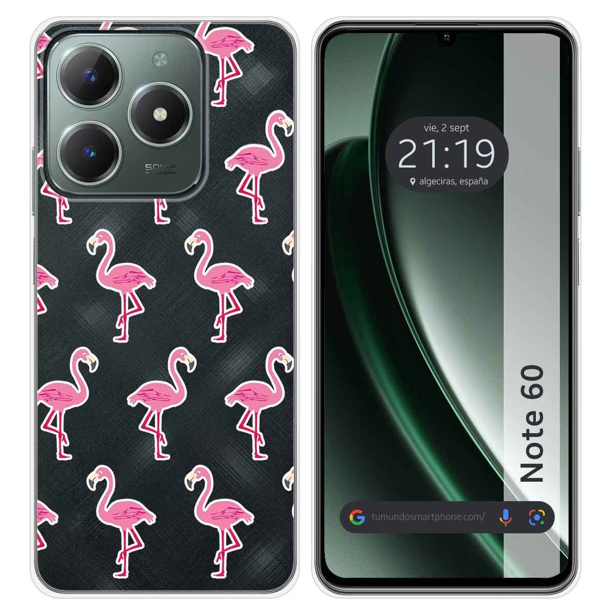 Funda Silicona Transparente para Realme Note 60 diseño Flamenco Dibujos