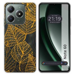 Funda Silicona Transparente para Realme Note 60 diseño Hojas Dibujos