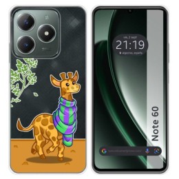 Funda Silicona Transparente para Realme Note 60 diseño Jirafa Dibujos