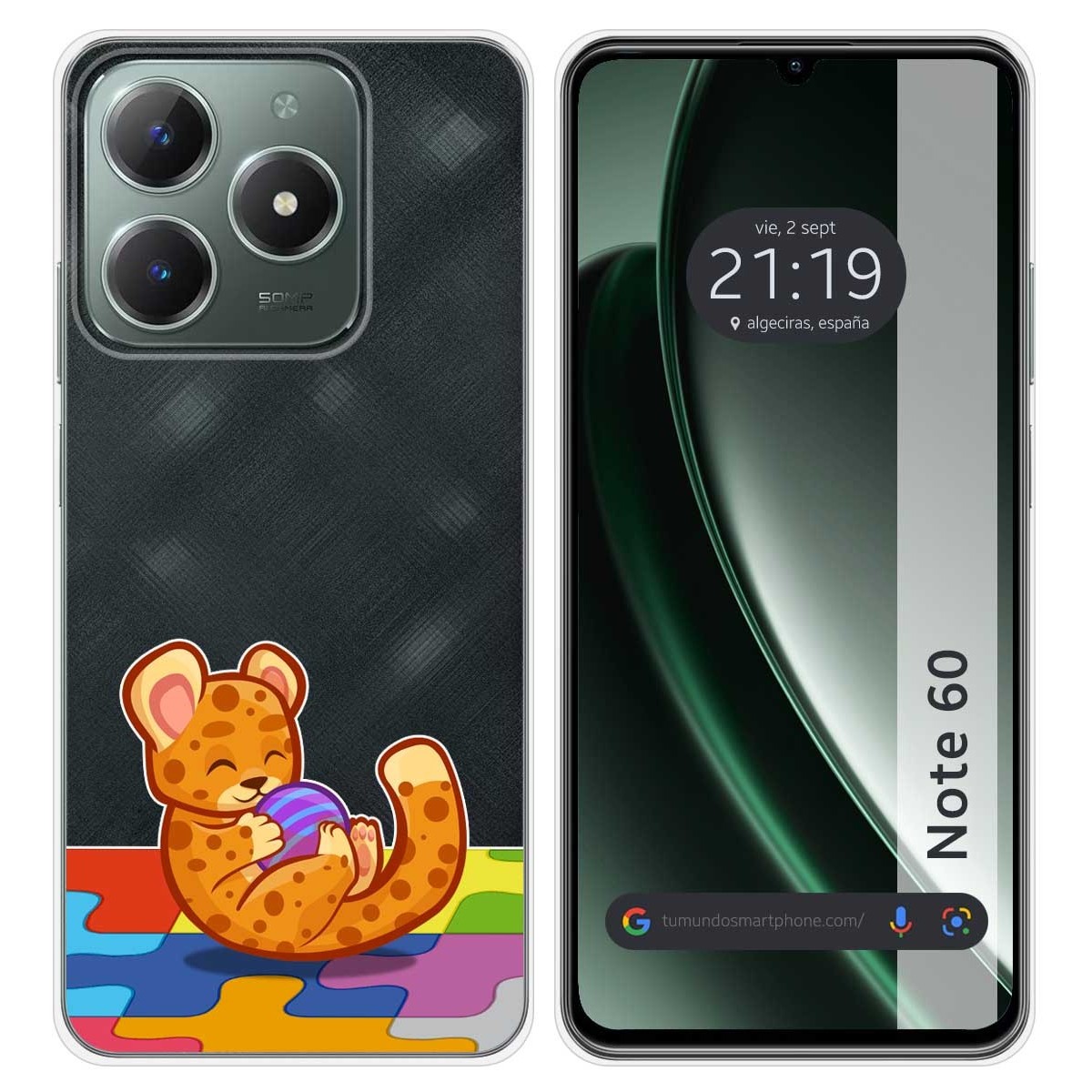 Funda Silicona Transparente para Realme Note 60 diseño Leopardo Dibujos