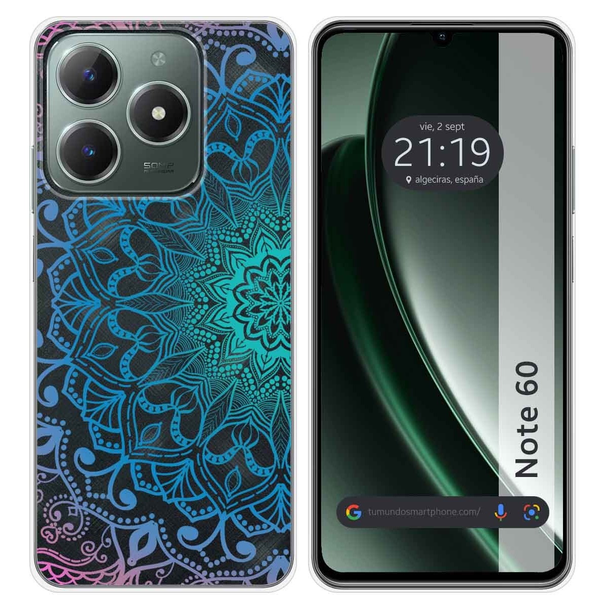 Funda Silicona Transparente para Realme Note 60 diseño Mandala Dibujos
