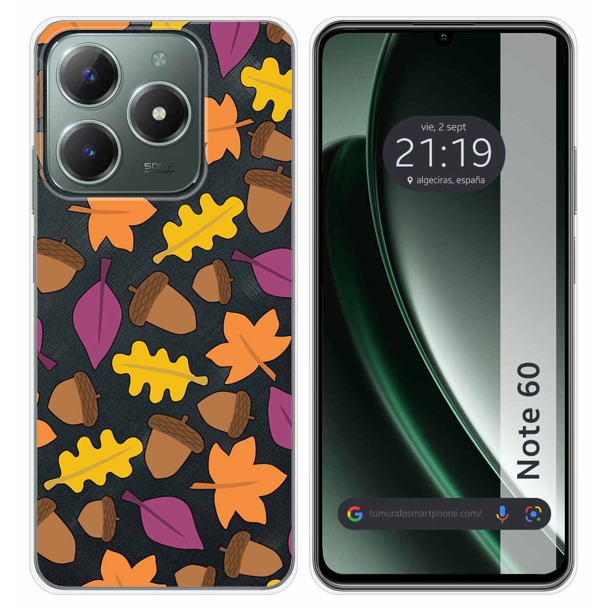 Funda Silicona Transparente para Realme Note 60 diseño Otoño Dibujos