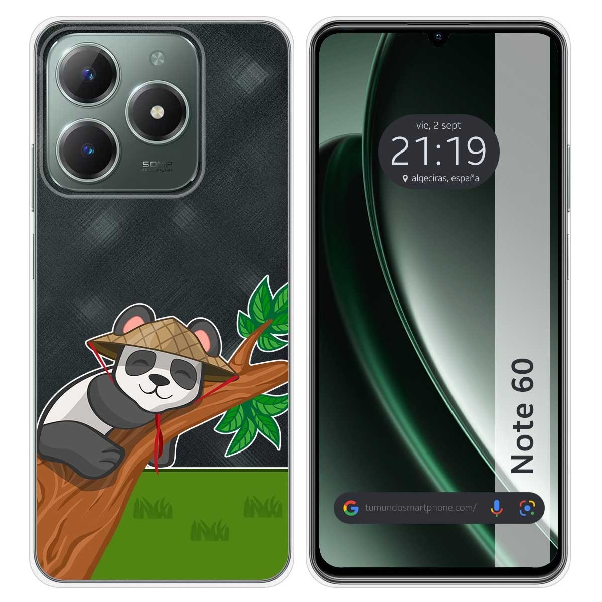 Funda Silicona Transparente para Realme Note 60 diseño Panda Dibujos