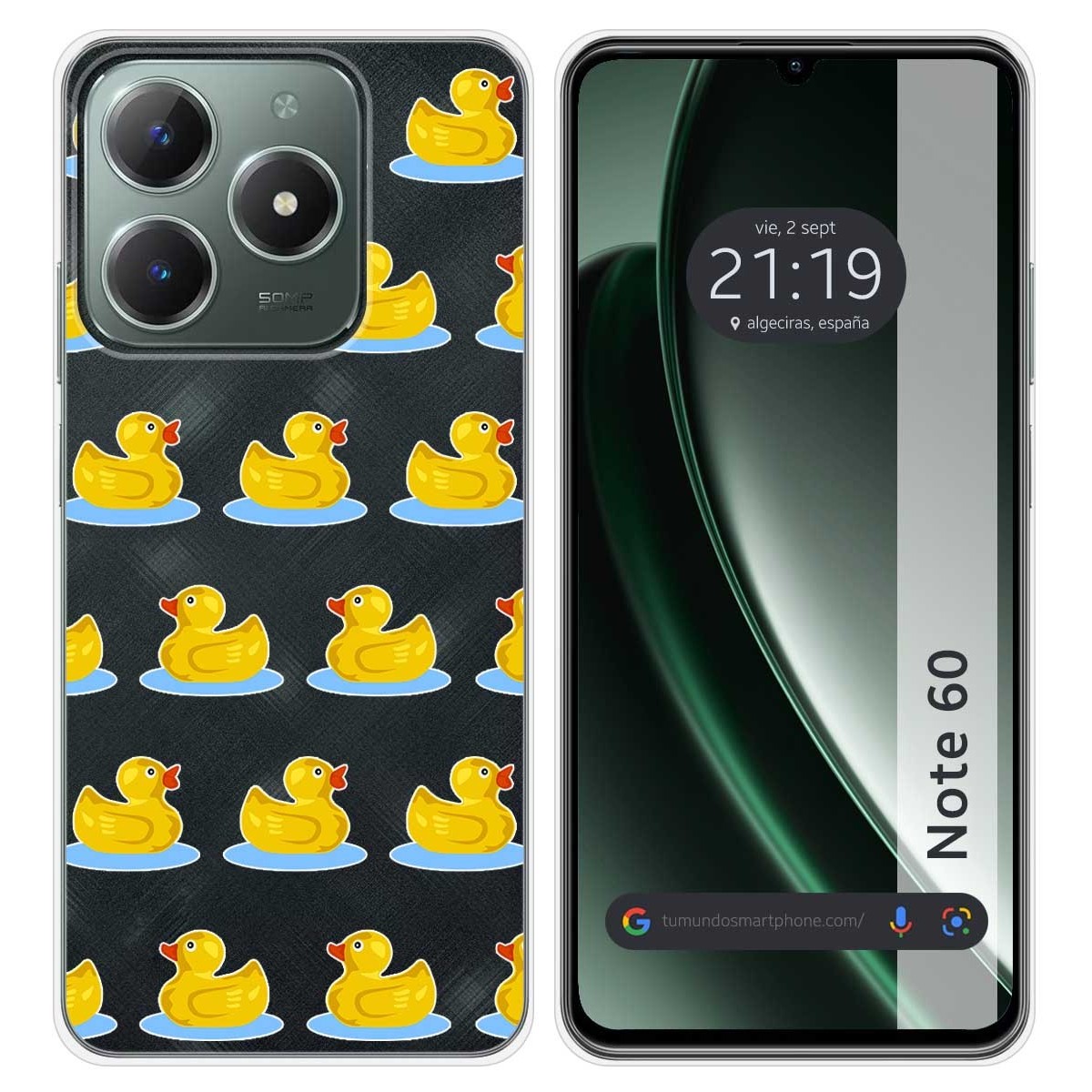 Funda Silicona Transparente para Realme Note 60 diseño Pato Dibujos