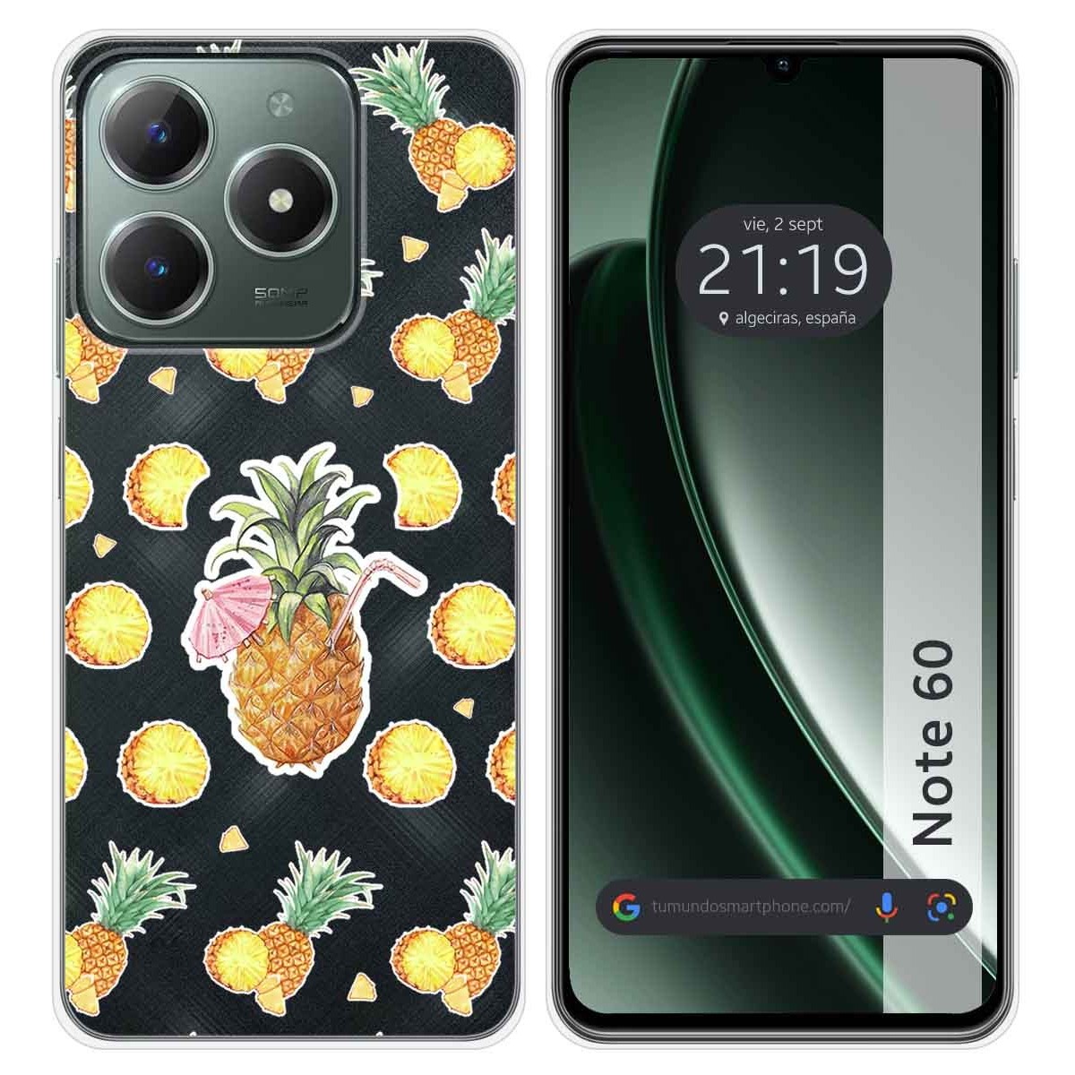 Funda Silicona Transparente para Realme Note 60 diseño Piña Dibujos