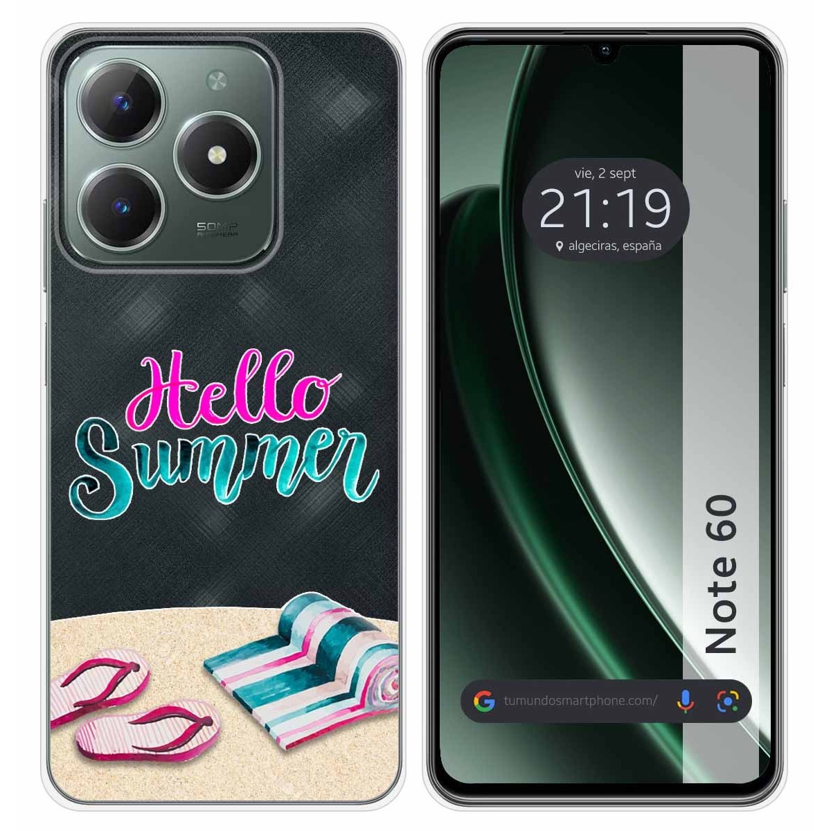Funda Silicona Transparente para Realme Note 60 diseño Summer Dibujos