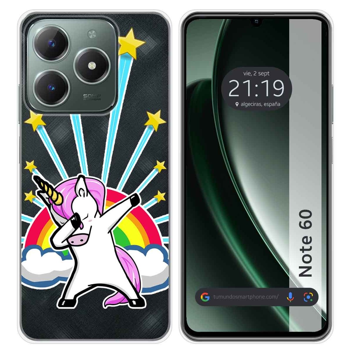Funda Silicona Transparente para Realme Note 60 diseño Unicornio Dibujos
