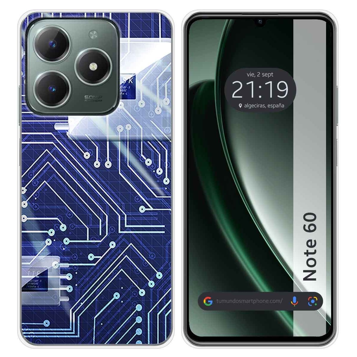 Funda Silicona para Realme Note 60 diseño Circuito Dibujos