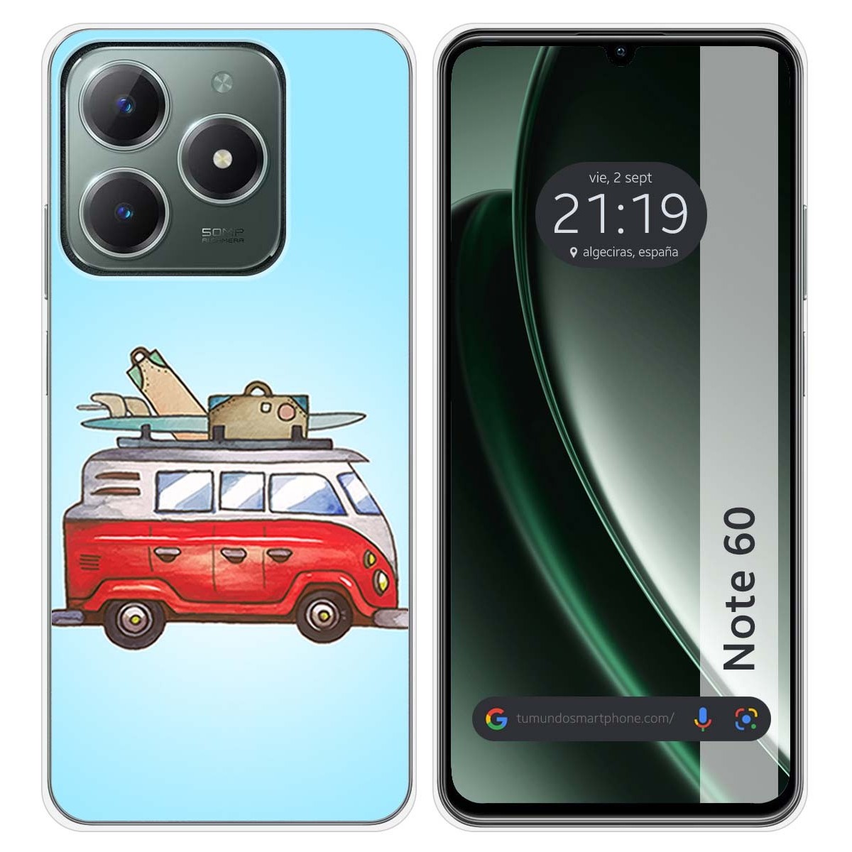 Funda Silicona para Realme Note 60 diseño Furgoneta Dibujos