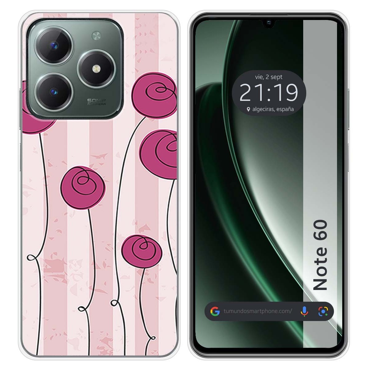 Funda Silicona para Realme Note 60 diseño Flores Vintage Dibujos