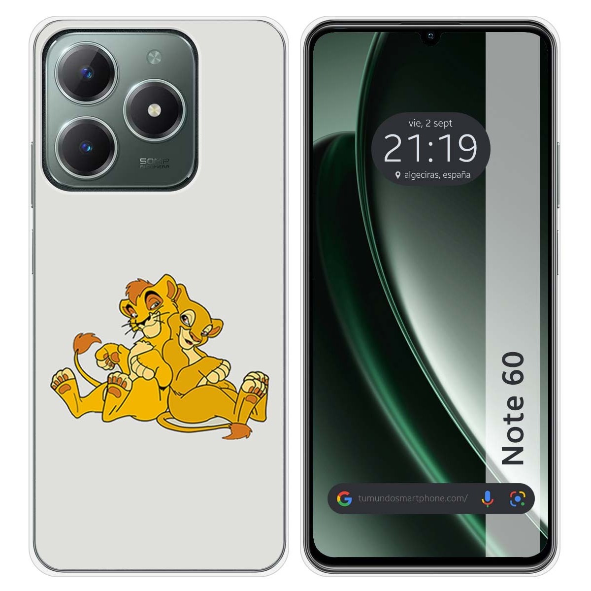Funda Silicona para Realme Note 60 diseño Leones Dibujos