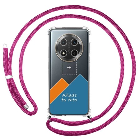 Personaliza tu Funda Colgante Transparente para Huawei Honor Magic 7 Lite 5G con Cordon Rosa Fucsia Dibujo Personalizada