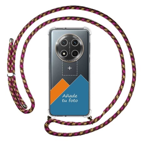 Personaliza tu Funda Colgante Transparente para Huawei Honor Magic 7 Lite 5G con Cordon Rosa / Dorado Dibujo Personalizada