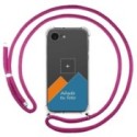 Personaliza tu Funda Colgante Transparente para iPhone 16e (6.1) con Cordon Rosa Fucsia Dibujo Personalizada