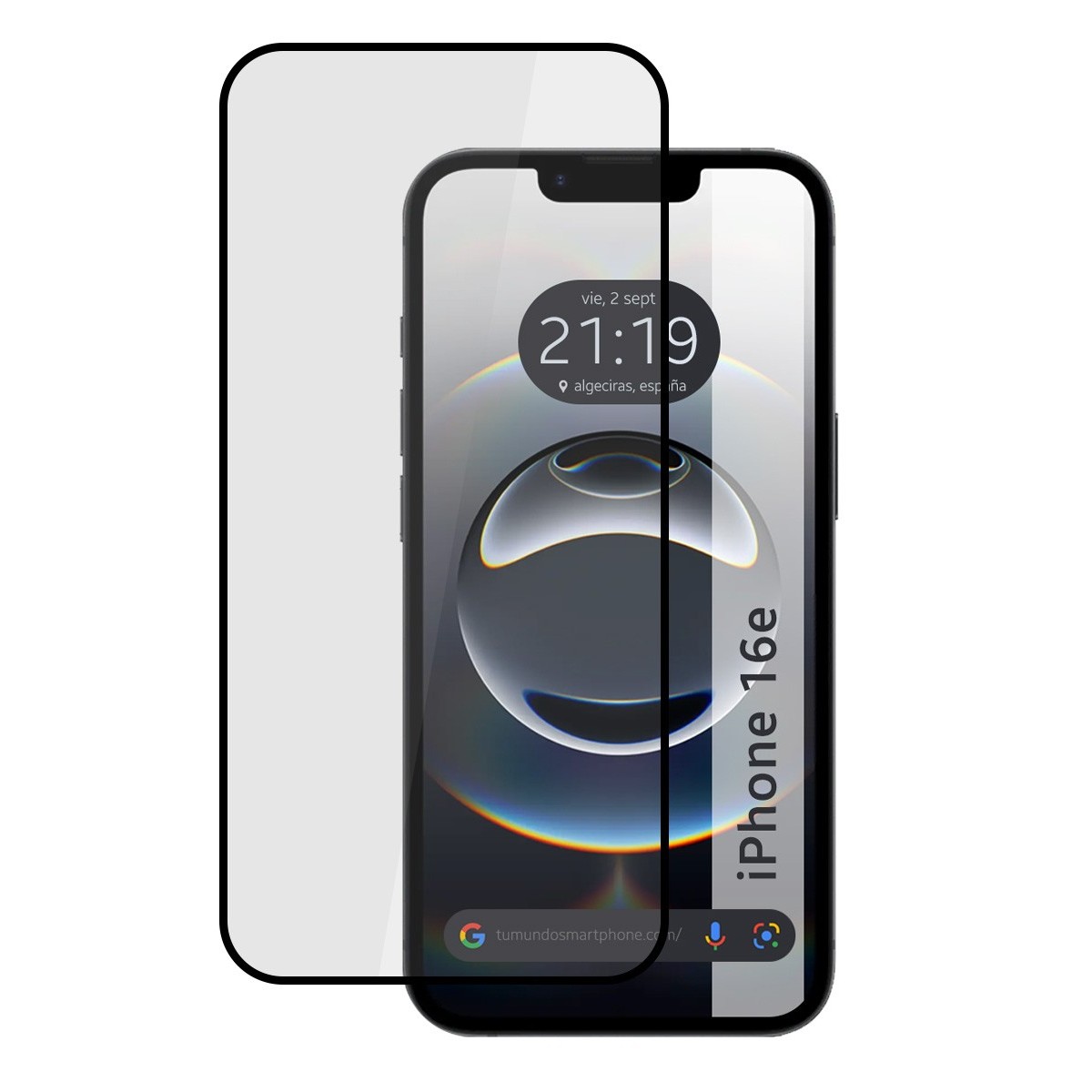 Protector Cristal Templado Completo 5D Full Glue Negro para iPhone 16e (6.1) Vidrio