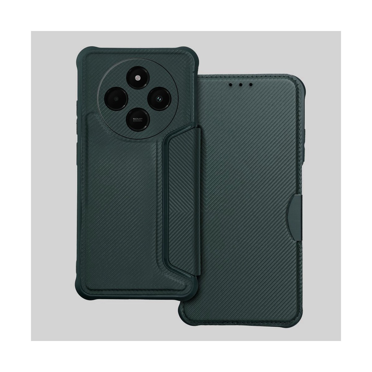 Funda Libro Magnética Antigolpes para Xiaomi Redmi 14C color Verde