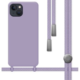 Funda Silicona Líquida con Cordón para Iphone 13 (6.1) color Morada