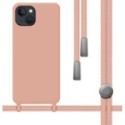 Funda Silicona Líquida con Cordón para Iphone 13 (6.1) color Rosa