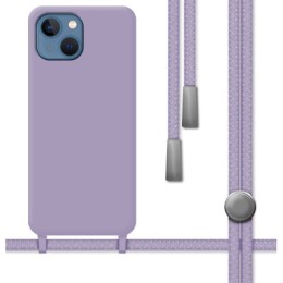 Funda Silicona Líquida con Cordón para Iphone 13 Mini (5.4) color Morada