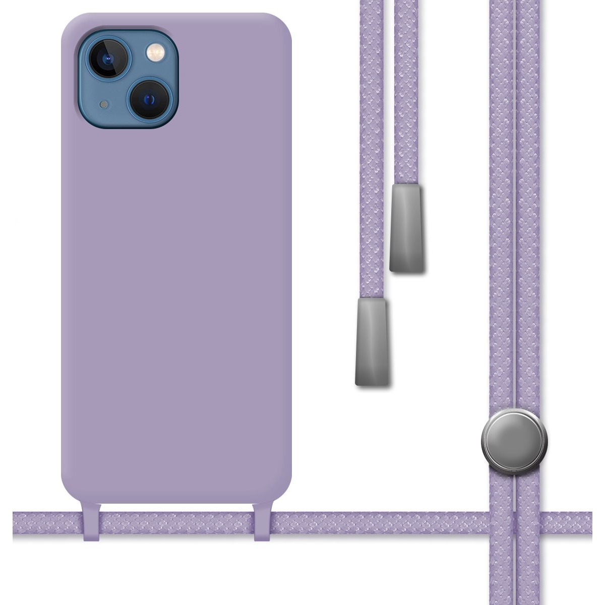 Funda Silicona Líquida con Cordón para Iphone 13 Mini (5.4) color Morada