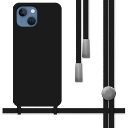 Funda Silicona Líquida con Cordón para Iphone 13 Mini (5.4) color Negra