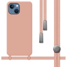 Funda Silicona Líquida con Cordón para Iphone 13 Mini (5.4) color Rosa