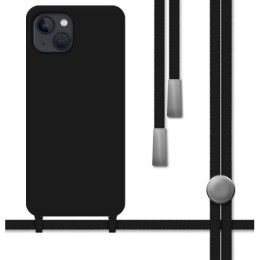 Funda Silicona Líquida con Cordón para Iphone 13 Pro (6.1) color Negra