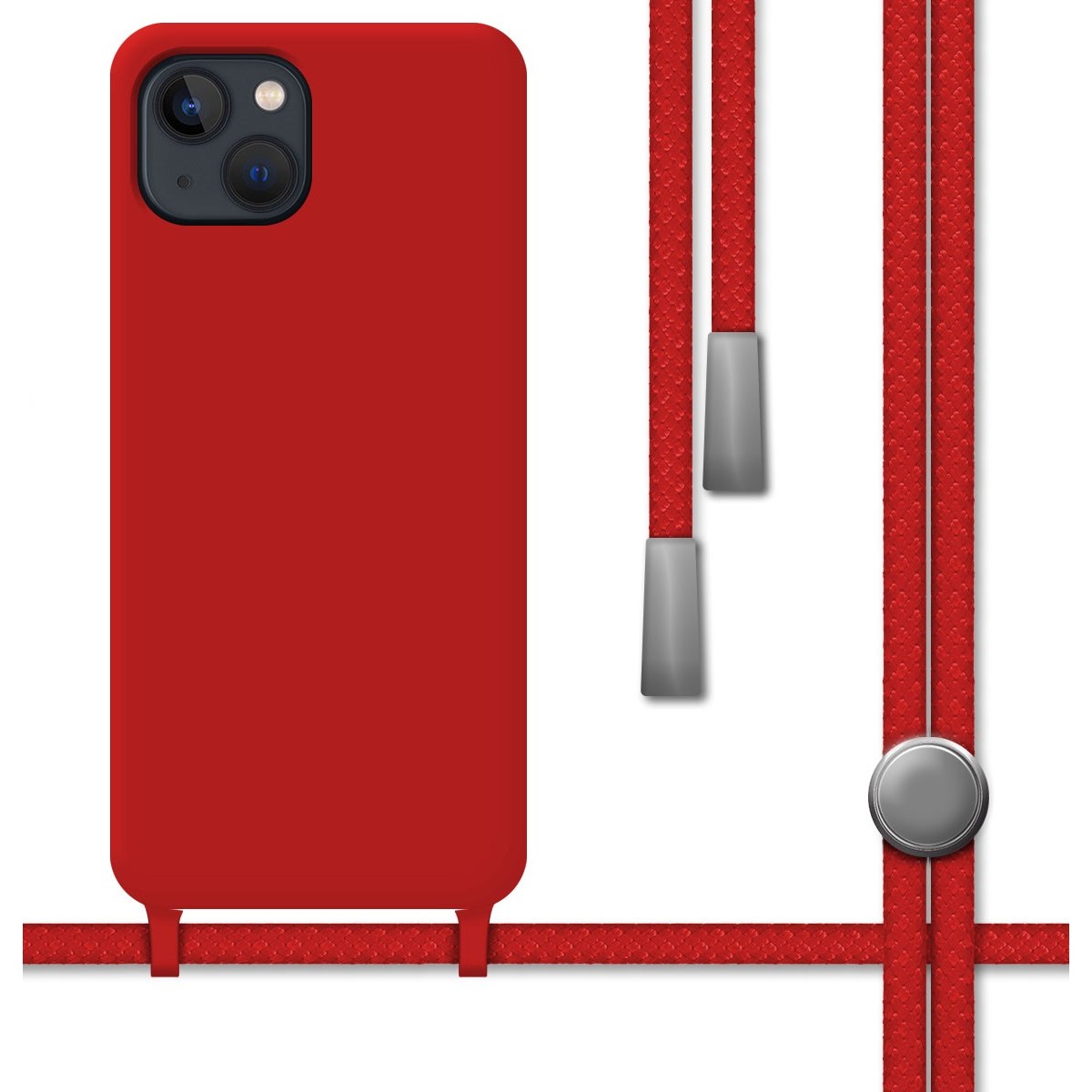 Funda Silicona Líquida con Cordón para Iphone 13 Pro (6.1) color Roja
