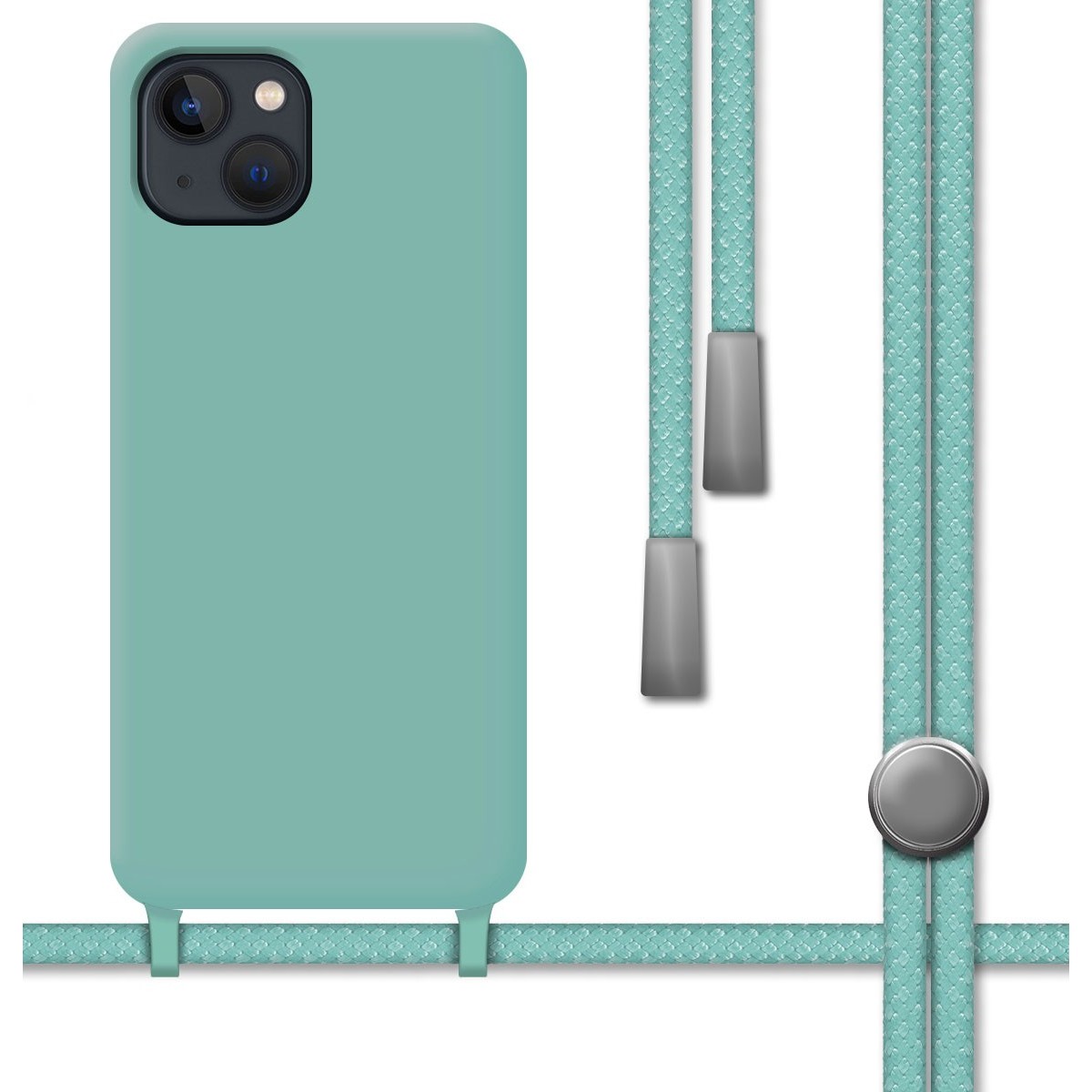 Funda Silicona Líquida con Cordón para Iphone 13 Pro (6.1) color Verde
