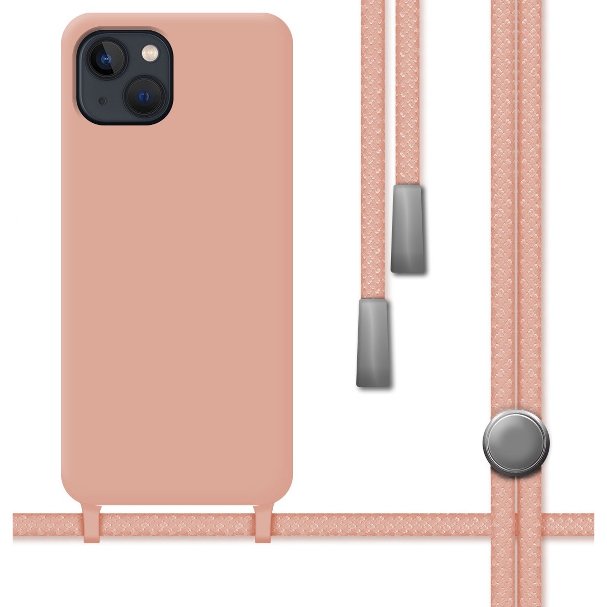Funda Silicona Líquida con Cordón para Iphone 13 Pro (6.1) color Rosa