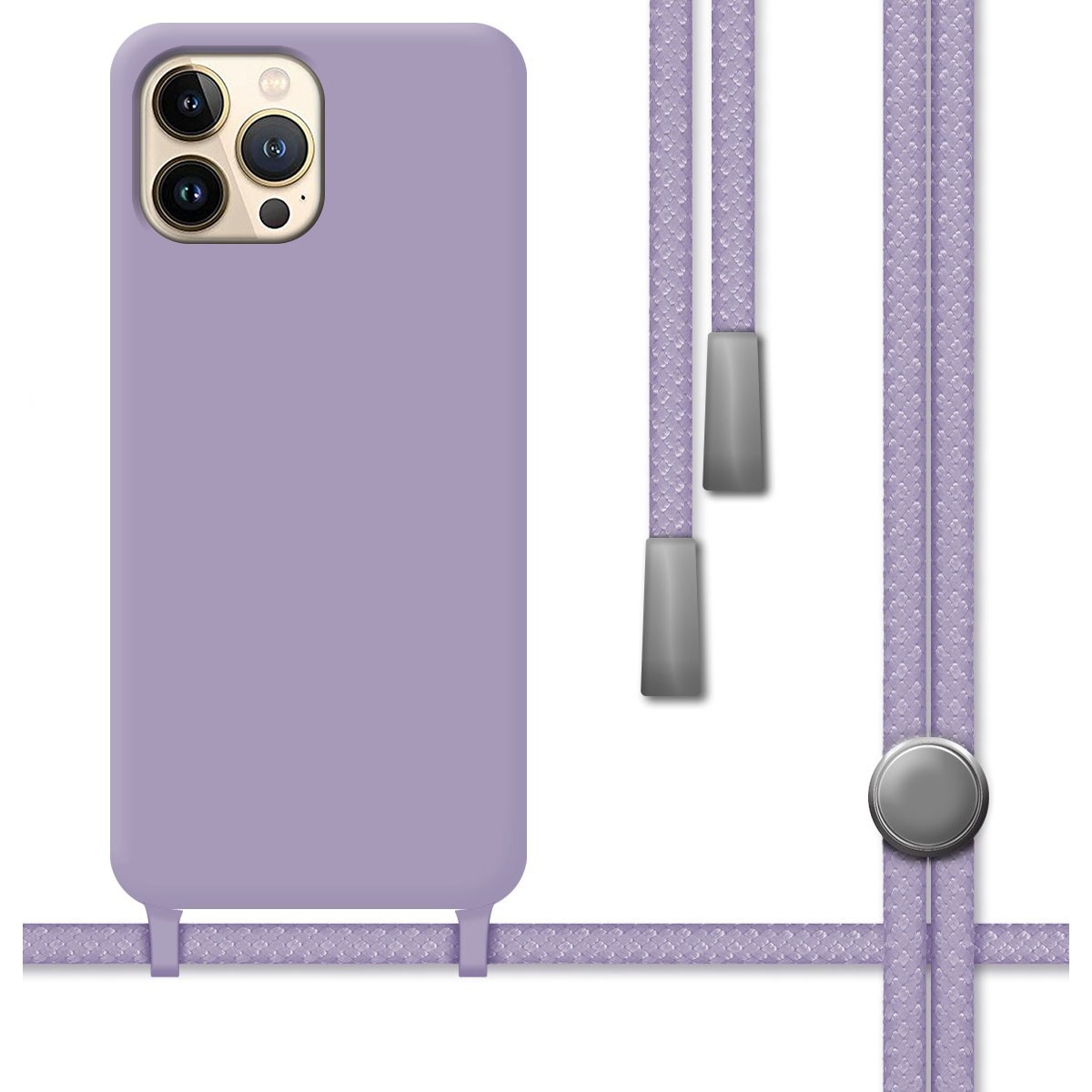 Funda Silicona Líquida con Cordón para Iphone 13 Pro Max (6.7) color Morada