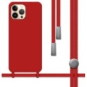 Funda Silicona Líquida con Cordón para Iphone 13 Pro Max (6.7) color Roja