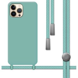 Funda Silicona Líquida con Cordón para Iphone 13 Pro Max (6.7) color Verde