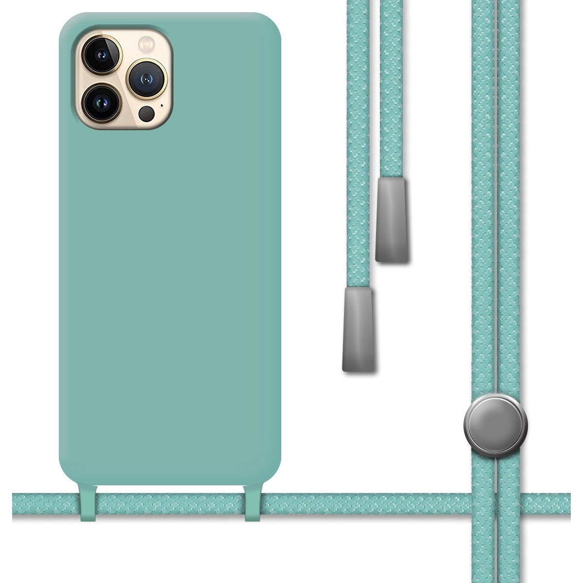 Funda Silicona Líquida con Cordón para Iphone 13 Pro Max (6.7) color Verde