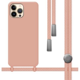 Funda Silicona Líquida con Cordón para Iphone 13 Pro Max (6.7) color Rosa