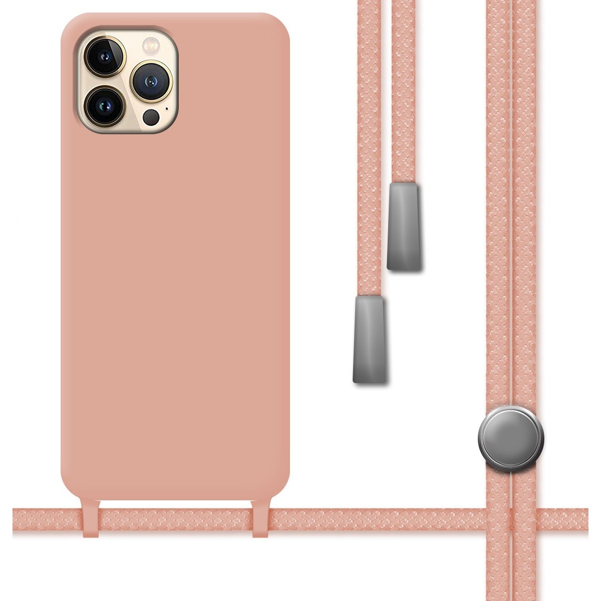 Funda Silicona Líquida con Cordón para Iphone 13 Pro Max (6.7) color Rosa