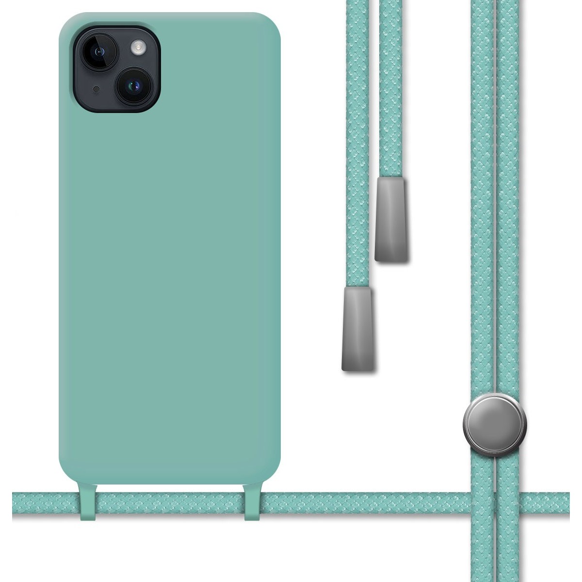 Funda Silicona Líquida con Cordón para iPhone 14 Plus (6.7) color Verde