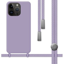 Funda Silicona Líquida con Cordón para iPhone 14 Pro (6.1) color Morada