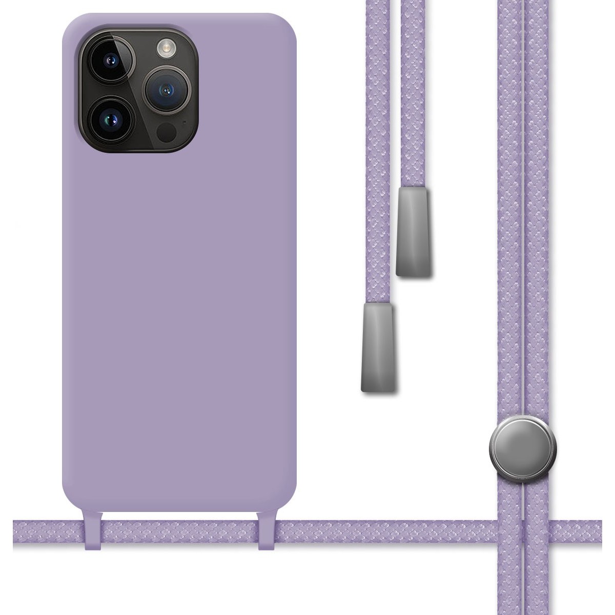Funda Silicona Líquida con Cordón para iPhone 14 Pro (6.1) color Morada