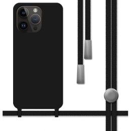 Funda Silicona Líquida con Cordón para iPhone 14 Pro (6.1) color Negra