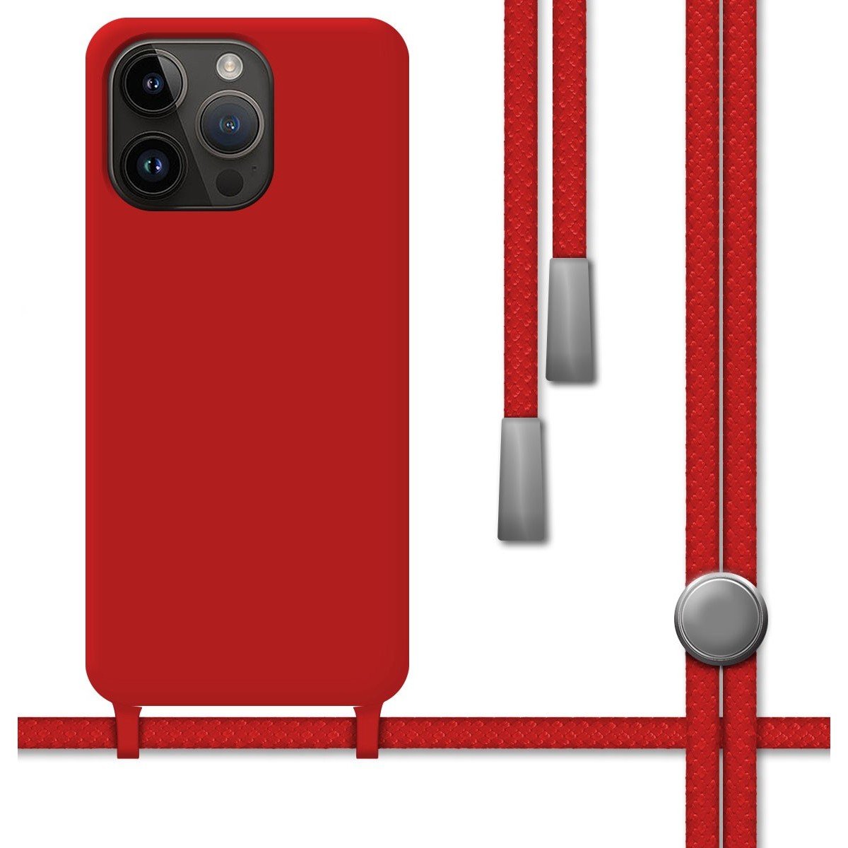 Funda Silicona Líquida con Cordón para iPhone 14 Pro (6.1) color Roja