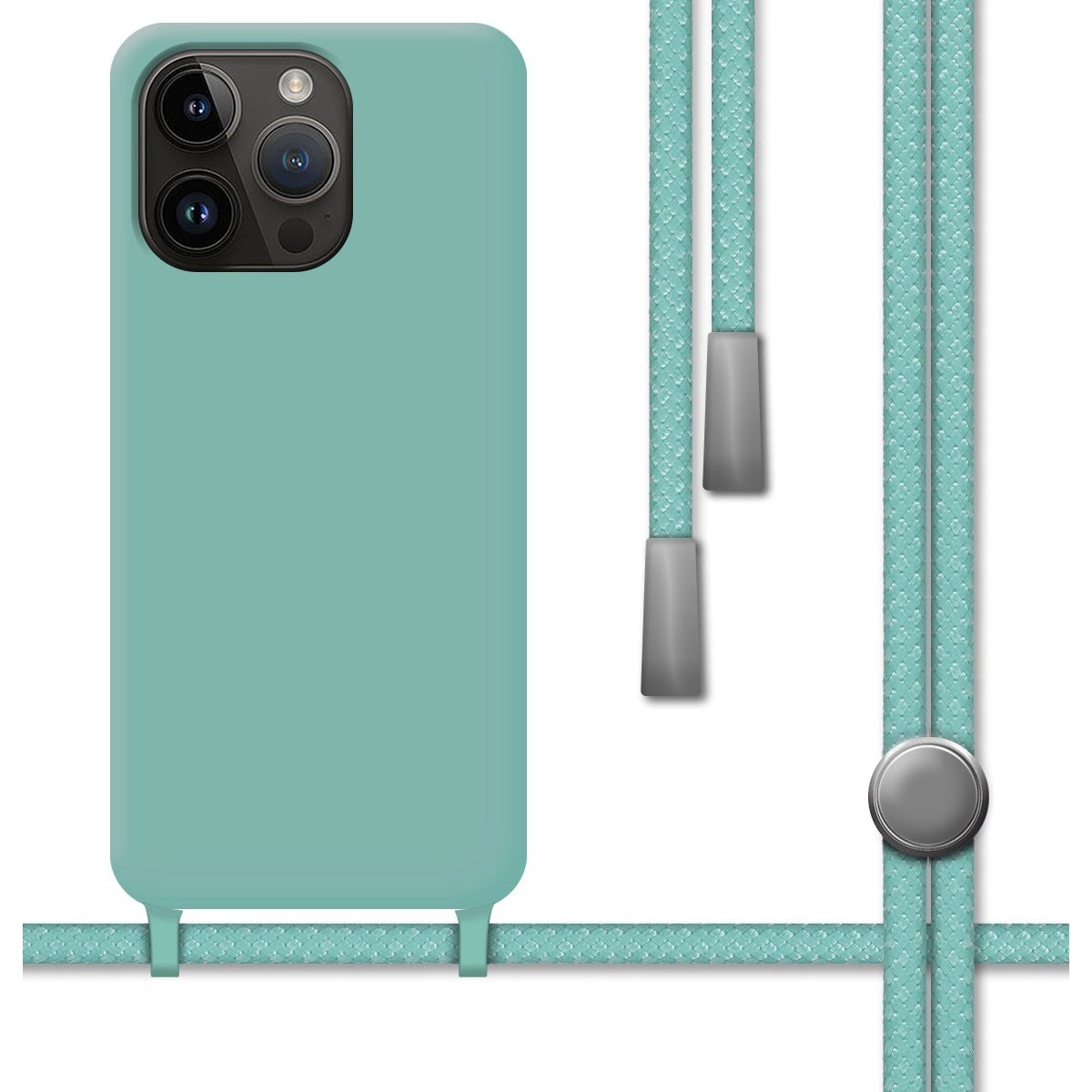 Funda Silicona Líquida con Cordón para iPhone 14 Pro (6.1) color Verde